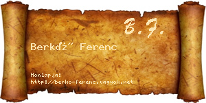 Berkó Ferenc névjegykártya