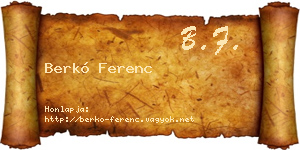 Berkó Ferenc névjegykártya